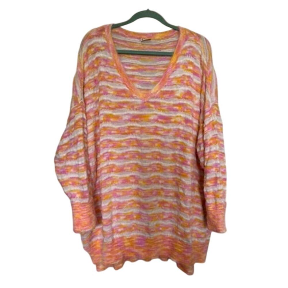 Intimately Free People It’s Unreal Sorbet Striped Oversized Pullover Sweater M